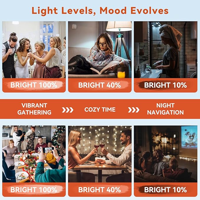 Neporal MagicGlow Rechargeable Light Bulbs with Remote, 3 Colors Shift + Stepless Dimmable Battery Light Bulbs, USB Rechargeable, A19, Up to 24 Hours (3000-6000K, 1, Count)