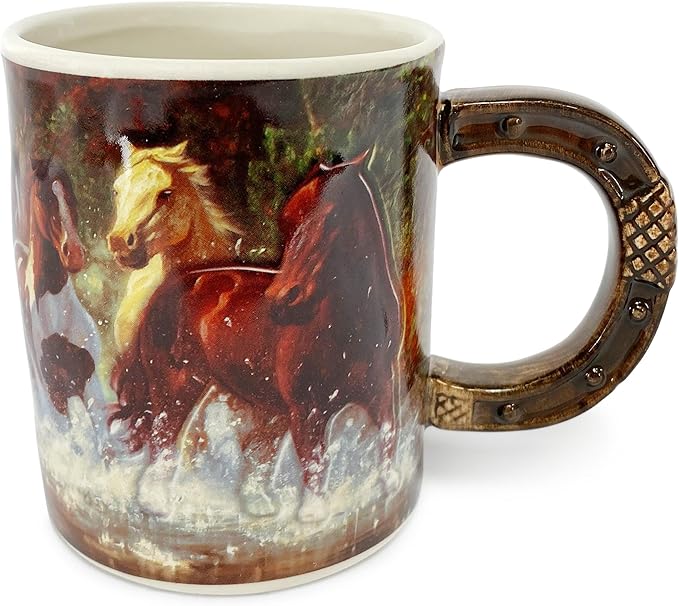 Rivers Edge Products 3D Ceramic Coffee Mug with Handle, 15 Ounces, Espresso Cups and Coffee Cups Ceramic, Perfect for Coffee, Expresso, Latte, or Tea
