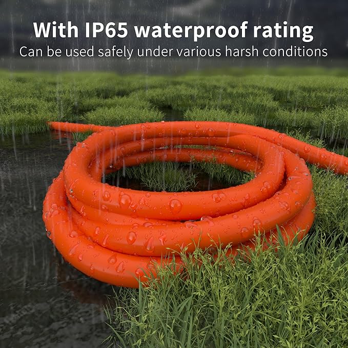 HUANCHAIN 150 ft Outdoor Extension Cord Waterproof 12/3 Gauge Heavy Duty with Lighted end, Flexible Cold-Resistant 3 Prong Electric Cord Outside, 15Amp 1875W 12AWG SJTW, Orange, ETL