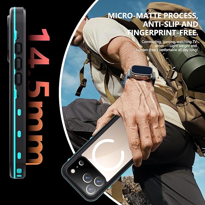 Waterproof Case for iPhone 17 Pro – IP68 Submersible Shield with Built-in Screen Protector, Shockproof Military-Grade Armor, Full-Body Heavy-Duty Protection, (Teal)