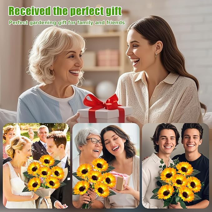 ostritec Sunflower Solar Lights Outdoor Decor, 4 Pack Solar Garden Decor 24 Waterproof Solar Sunflower Outdoor Lights for Garden Patio,Flower Bed, Pathway, Gift for Women, Mom, Grandma