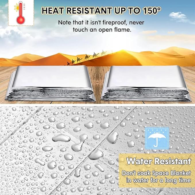 Emergency Survival Blanket, Mylar Thermal Blanket, Gigantic Space Blanket 82" x 63" (1)