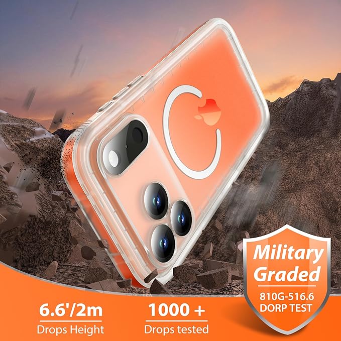 SPORTLINK for iPhone 17 Pro Max Case, IP68 Waterproof Military Protective Full Body Heavy Duty Shockproof 360 Sealed Dustproof with Screen Protector Cover for i Phone 17 Pro Max 6.9" Mag/Frosted Clear