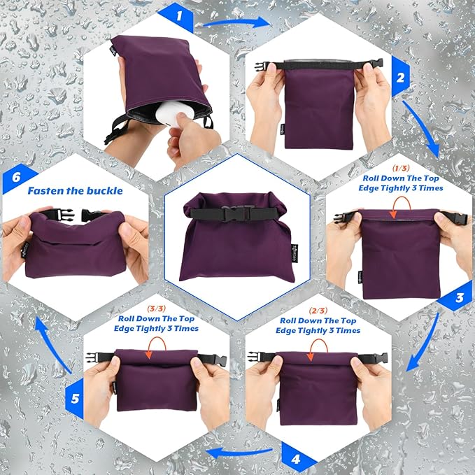 Cosmos 3 Pcs Waterproof Dry Bag, Mini Waterproof Pouch Portable Dry Sacks Small Roll Top Storage Bag for Outdoor Travel Kayaking Boating Camping Hiking (Medium Size - 4 Pcs)