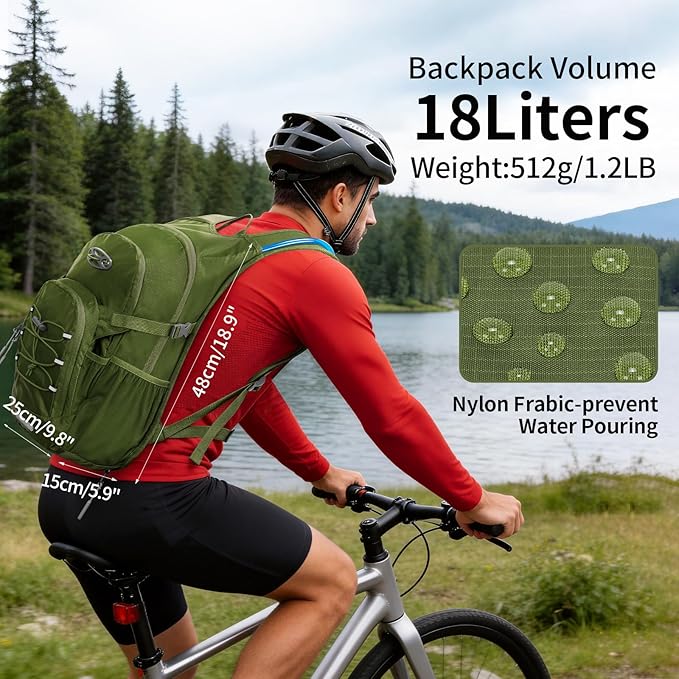 KABAQOO Hydration Backpack, 18L Multipurpose Hiking Backpack with 3L Water Bladder, Water Backpack Insulated Hydration Pack Ideal for Hiking and Cycling