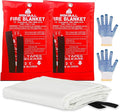 Emergency Fire Blanket for Home and Kitchen 2 Pack 40” x 40” Fiberglass Fire Safety Blanket Suppression Emergency With Gloves for School Fireplace Grill Car Office Garage Welding Warehouse Safety