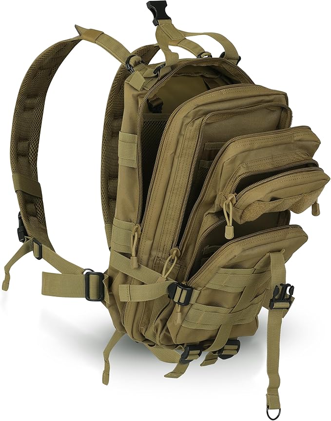 30L Tan Tactical Backpack - MOLLE Military Bug Out Bag, Small Survival Rucksack & EDC Daypack for Hunting, Hiking, Camping, Travel - Outdoor Gear for Men & Women