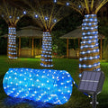 Solar Rope Lights, 66ft 200LED Solar String Lights, 8 Modes Waterproof Solar Powered Outdoor Light, Flexible Clear Tube Light for Garden Backyard Patio Deck Porch Pool Tree Christmas Decoration - Blue