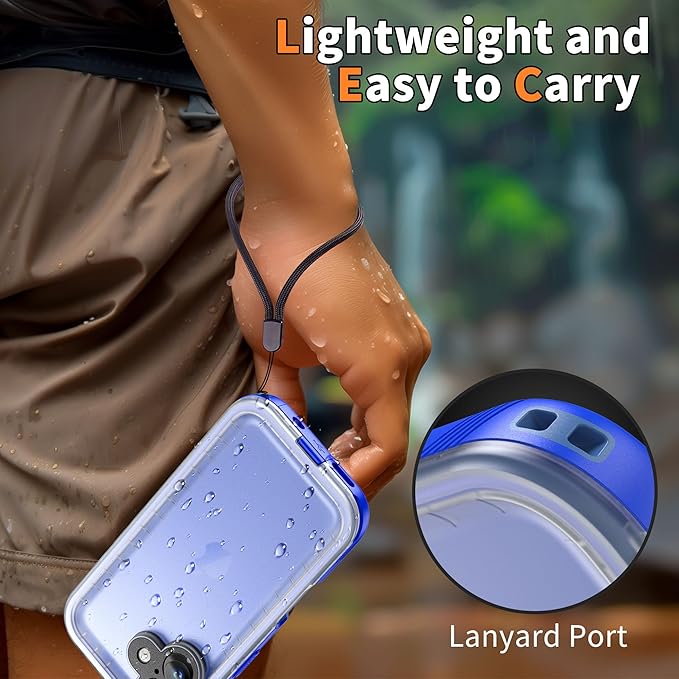 Cozycase for iPhone 16 Case Waterproof - 360 Heavy Duty with Screen/Camera Protector Shockproof IP68 Underwater Dustproof Water Dust Shock Proof Full Body/Front and Back Case Blue/Frosted Clear