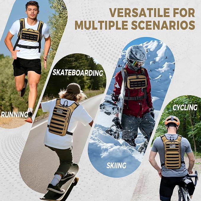 Koculemi Tactical Hydration Backpack with 2L Water Bladder and Front Small Tactical Pouch, Outdoor Water Backpack for Men Women, Sports Hydration Pack for Hiking, Cycling, Climbing