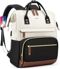Focdod Backpack for Women, Fits 15.6 Inch Laptop Bag Fashion Travel Work Bag, Business Computer Waterproof Backpack Purse, College Backpacks Beige Black Brown