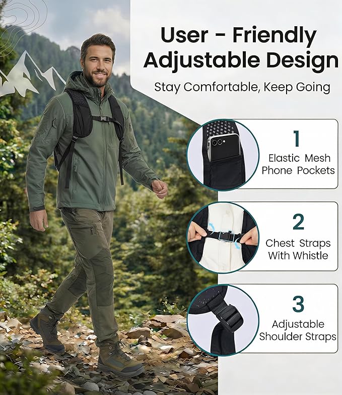 Blue Quartz Hydration Backpack with 2L Water Bladder, Hiking Water Pack with Insulated Compartment for Women Men, Lightweight Running Hydration Vest with Phone Pocket for Cycling, Biking