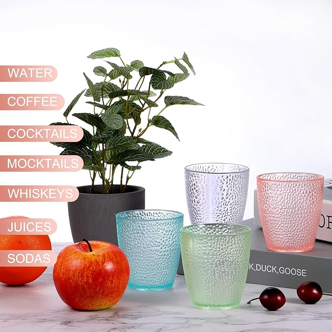 uxcell 10oz Acrylic Drinking Glasses, 4Pcs Plastic Reusable Tumblers Drinkware Unbreakable Water Glasses Cups Stackable & Dishwasher Safe for Home Outdoors Restaurant, Emerald