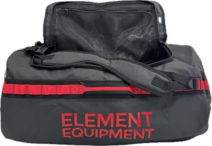 Element Equipment Trailhead Duffel Bag Shoulder Straps Waterproof Black/Red Small