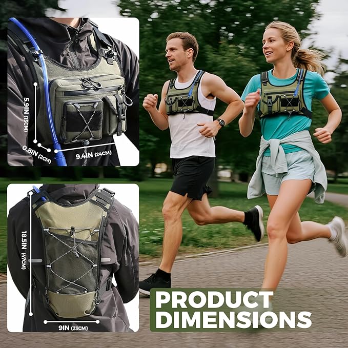 Criuage USA Original Patent Running Hydration Vest Backpack, Lightweight Chest Pack with 2.0L Water Bladder Bag Daypack for Hiking Running Cycling Race Marathon for Women Men