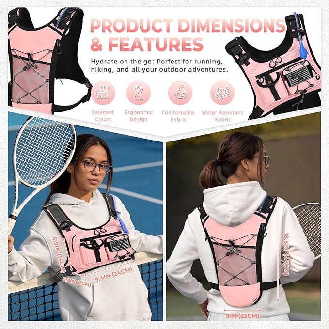 Criuage USA Original Patent Running Hydration Vest Backpack, Lightweight Chest Pack with 2.0L Water Bladder Bag Daypack for Hiking Running Cycling Race Marathon for Women Men