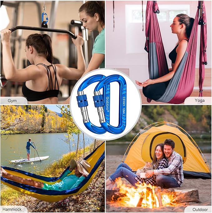 Gabbro Carabiner Clips Heavy Duty 12kN (2697 lbs), Wiregate Aluminum Lightweight Caribeener for Hammock, Hiking, Camping, Water Bottle, Dog Leash Harness, Keychains