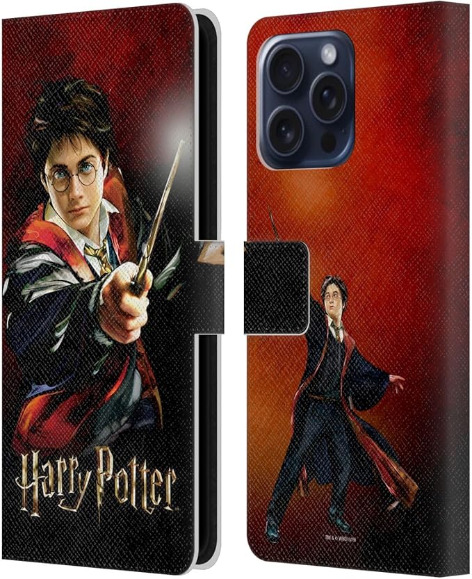 Head Case Designs Officially Licensed Harry Potter Harry Portrait Prisoner of Azkaban II Leather Wallet Case Compatible with Apple iPhone 16 Pro Max