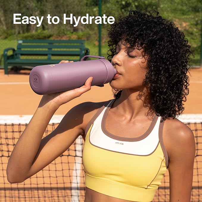 ENCOOL Insulated Water Bottle with Straw Stainless Steel Water Bottle, Leak-Proof, BPA-Free, Double Wall Vacuum Keeps Cold for 24 Hours for Sports, Travel, School (32 oz, Mountbatten Pink)
