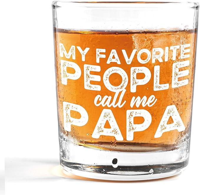 Nogrit My Favorite People Call Me Papa Whiskey Glasses 10 oz, Papa Dad Gifts for Father's Day Birthday from Son Daughter Old Fashioned Rocks Glasses for Men Drinking Cocktail Scotch Vodka Tequila Rum