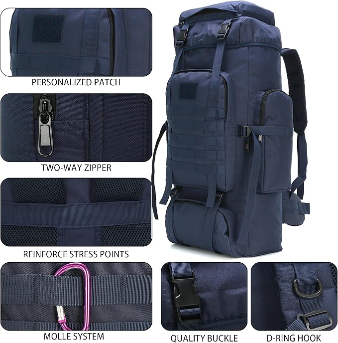 Hiking Backpack for Men 70L/100L Camping Backpack Military Rucksack Molle 3 Days Assault Pack for Climbing | Camping Backpack, 3 Days Assault Pack, for Climbing