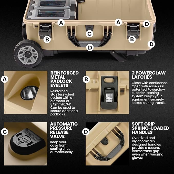 NANUK Trail 30 – 28.5L (7.5-Gallon) Waterproof Storage Box Wheeled and Modular Cargo Case for Camping, Fishing, Hunting & Outdoor Storage - Dustproof and Impact Resistant (22" x 14" x 9") – Desert Tan