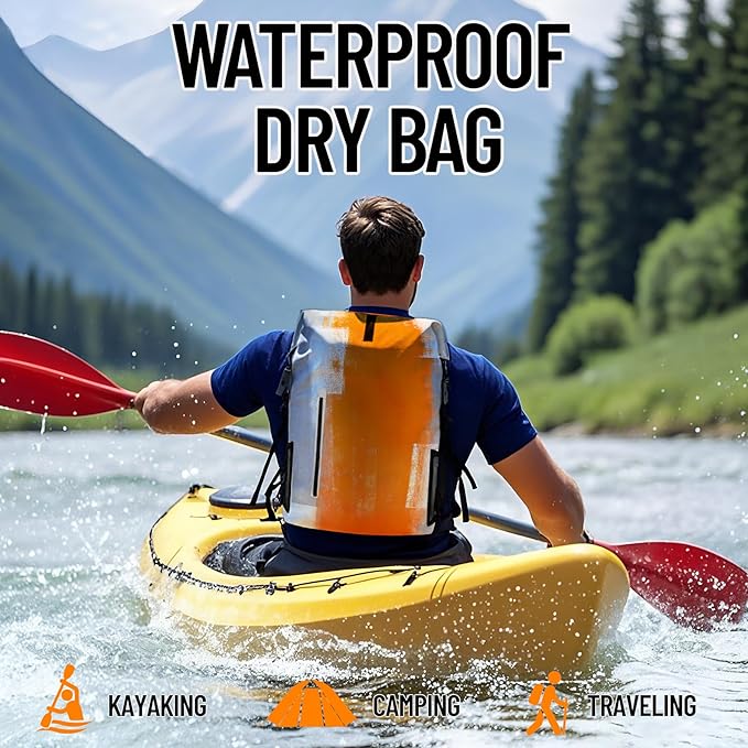 Waterproof Dry Bag Heavy Duty Marine Dry Bags for Kayaking Hiking Orange Gray Abstract Art Painting Backpack Roll-Top Closure Bag - Backpack Waterproof Phone Case 35L/55L/85L