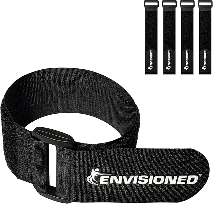 Reusable Cinch Straps 2" x 100" - 4 Pack, Multipurpose Strong Gripping, Quality Hook and Loop Securing Straps (Black)