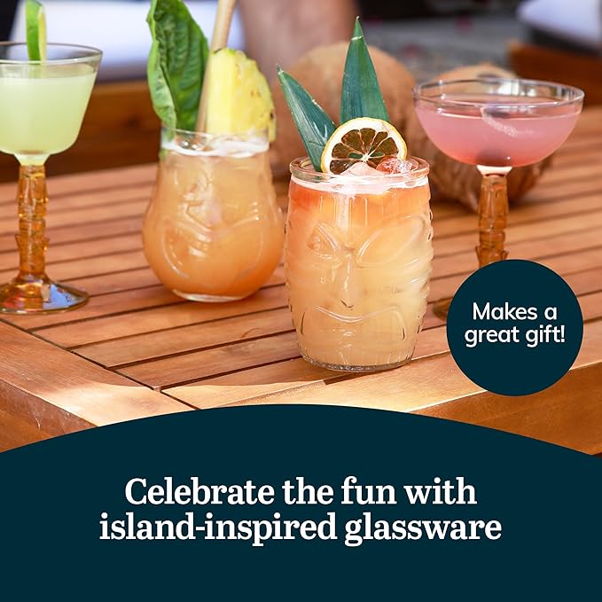 Libbey 4 Piece Modern Bar-Tiki Double Old Fashioned Glass Set, One Size, Clear