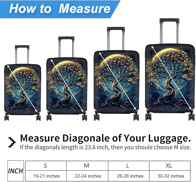 Luggage Cover Protector for 26-28 Inch Suitcases, TSA Approved Elastic Travel Suitcase Covers, Anti-Scratch Washable Luggage Sleeve for Carry On & Checked Bags, Tree of the Universe