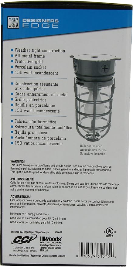 Woods L1706 Vandal Resistant Security Light With Ceiling Mount (150W Incandescent Bulb; Silver)