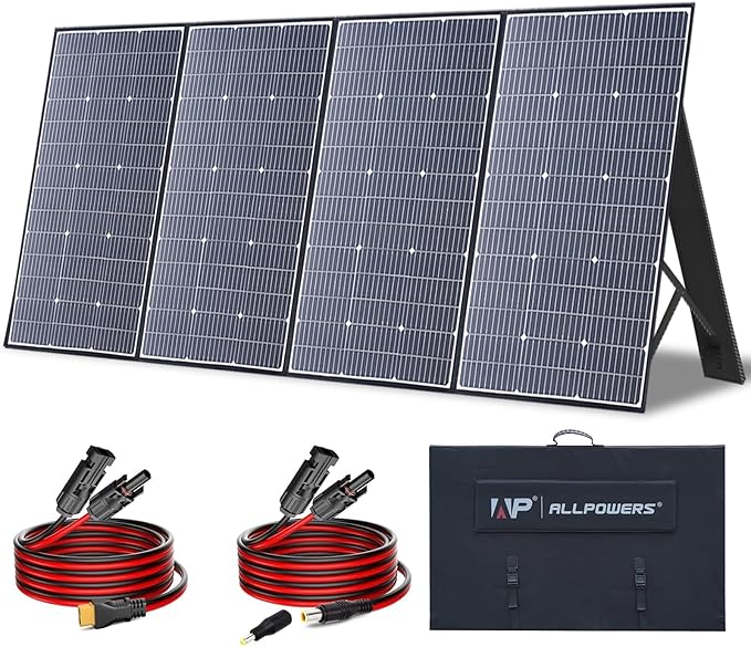 ALLPOWERS SP037 400 watt Solar Panel Foldable Portable Solar Charger with 25% High Efficiency Monocrystalline Cells, 400w Solar Panel IP67 Waterproof for RV Camping Motorhome Off-Grid Power Backup
