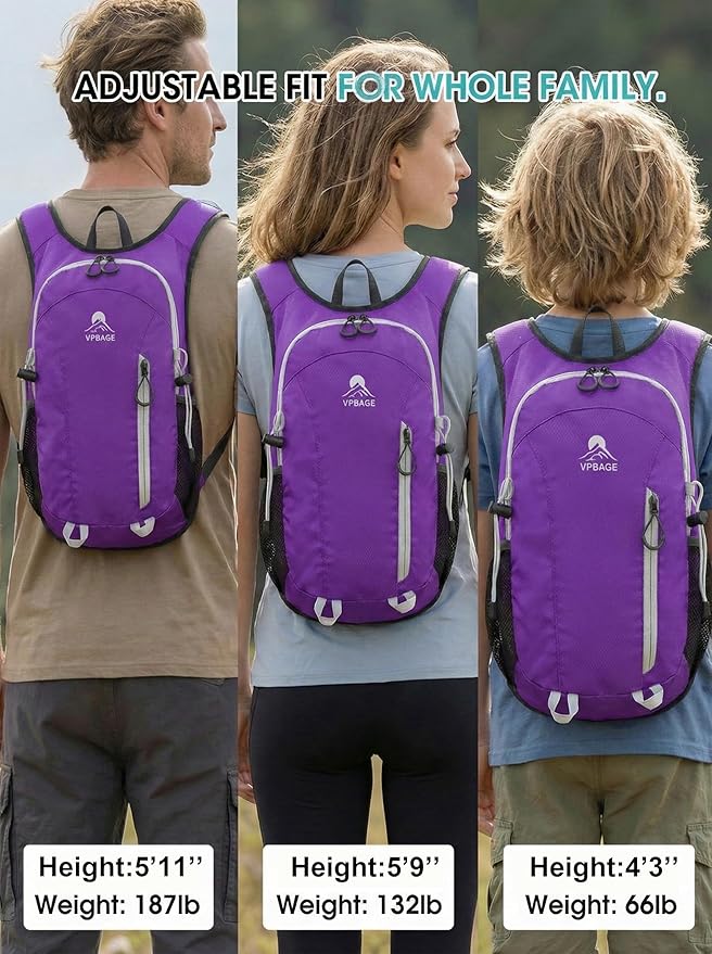 Foldable Small Hiking Backpack with 3 Strap Pockets – Lightweight 300D Spill-proof Daypack for Men Women – Packable Small Travel Backpack with Chest Strap & Trekking Pole Holder – Durable Outdoor Bag
