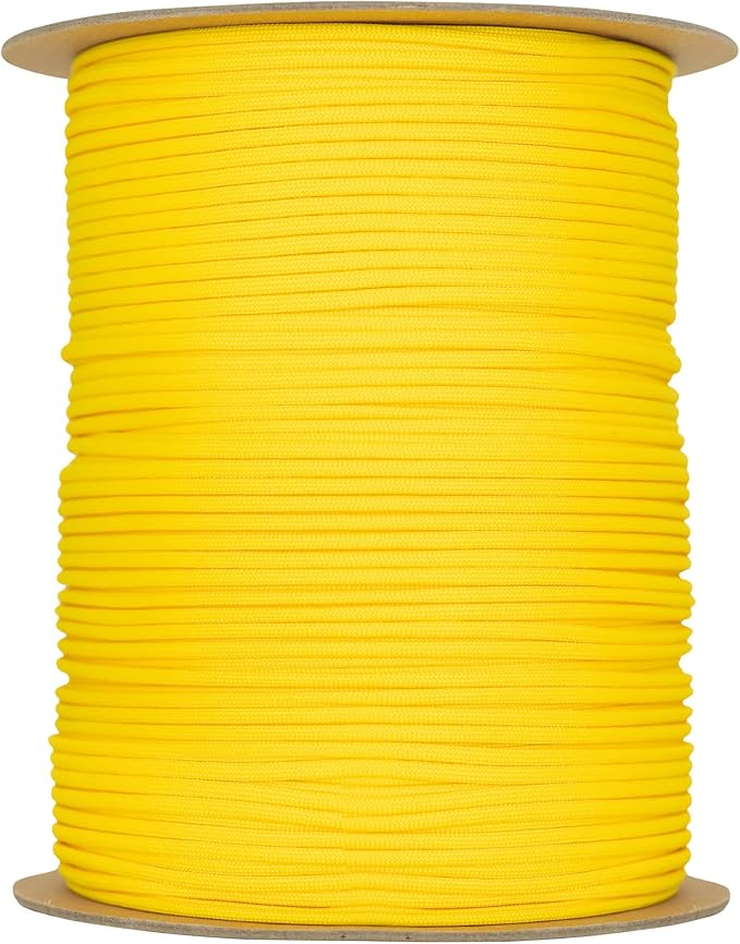 The Paracord Store | Type III 550 Paracord - 250 FT Spool, Canary Yellow | Heavy Duty 7 Strand Tactical Paracord - USA Made Nylon Outdoor Parachute Cord for Camping, Fishing & More - Survival Cord
