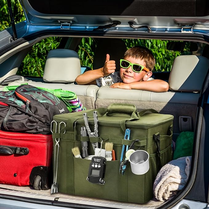 FUNANASUN 40L Tactical Camping Storage Bag with Customizable Compartments & MOLLE System for Camping, Hiking, and Vehicle Organization