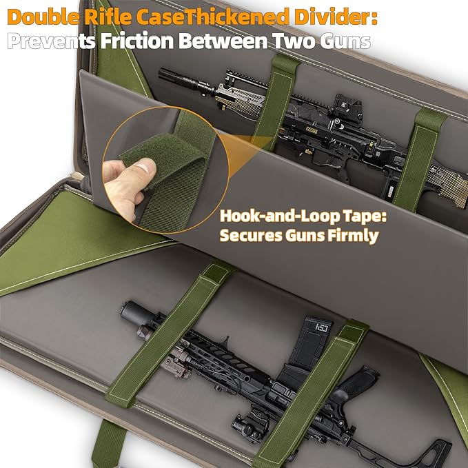 TORIBIO Double Rifle Case Soft Bag 32" 34" 36" 42" 46" 48'' 51“ 55” Gun Case Tactical for Rifle Firearm Storage, Transportation and Hunting Shooting Range, Rifle Backpack
