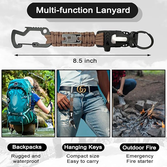 DDOUT Heavy Duty Paracord Lanyard 550 Paracord Braided Keychain for ID Badges, Camera, Whistle, Traveling, Outdoor Activities