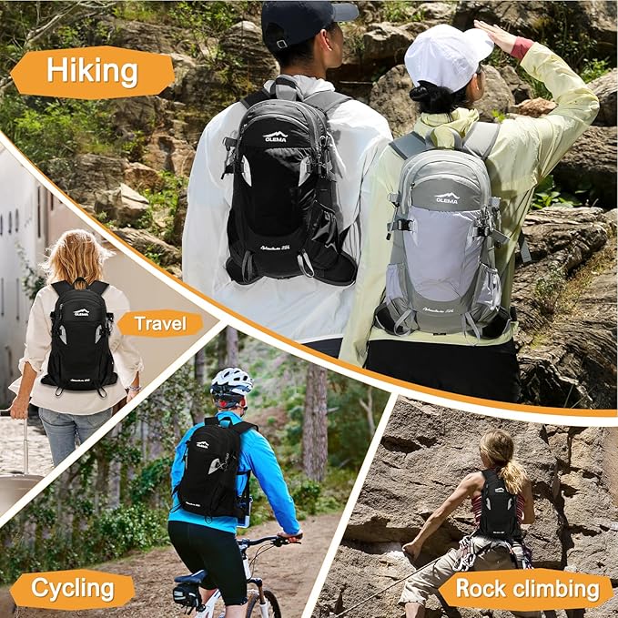 OLEMA Hiking Backpack, 25L Lightweight Travel Backpacks,Camping Daypack for Outdoor Sports,Lightweight Travel Camping Backpack for Men Women