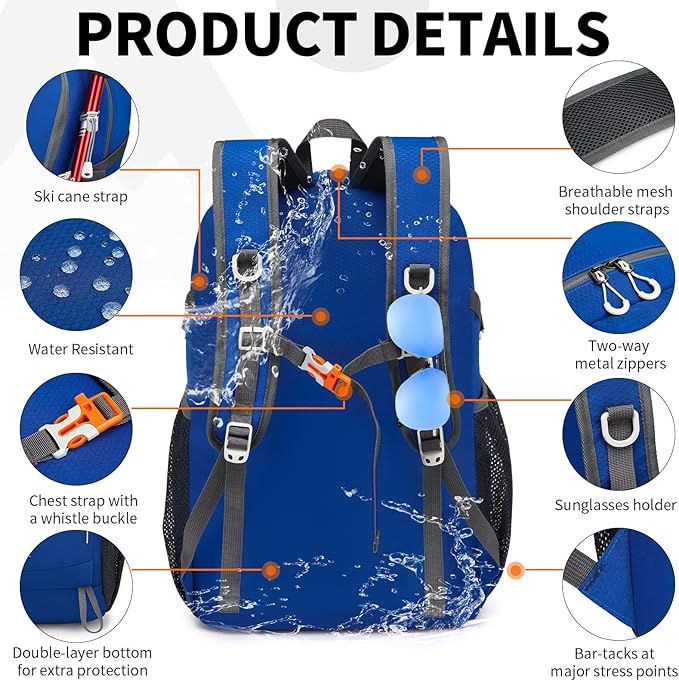 45L Lightweight Packable Backpack – Durable Foldable Daypack for Travel, Hiking, and Gym (Blue)