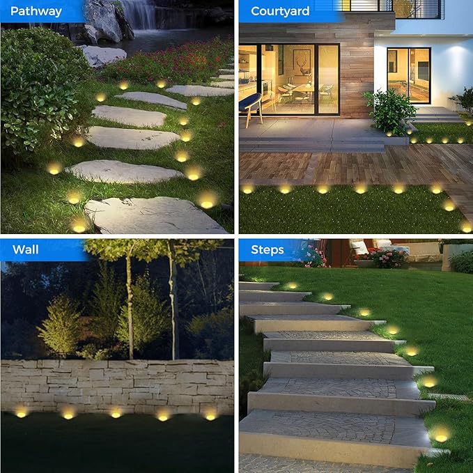 Peasur Mini Solar Ground Lights, 24 Pack Flat Solar Disc Lights Outdoor Waterproof, 2.3 Inch Small Solar Garden Lights Landscape Lighting for Outside Pathway Garden Yard Lawn Walkway,Warm White