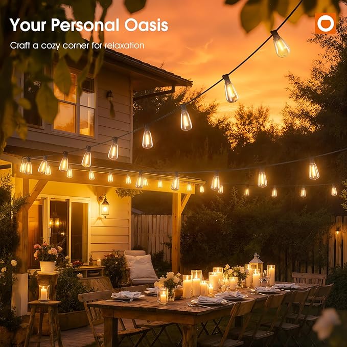 addlon 200FT Outdoor String Lights for Outside with APP Control Waterproof Patio Lights with Plastic ST38 LED Edison Bulbs Outdoor Lighting Extra Long for Backyard Bistro Porch Garden Pergola Party