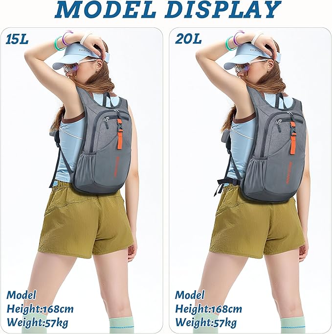 BECOJADDE 20L Small Hiking Backpack for Men Women Foldable Packable Back Pack Ultralight Hiking Daypack for Travel Camping Outdoor, Gray