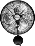 Hurricane 16" High Velocity Pro Oscillating Metal Wall Mount Fan w/ 3 Speeds, Black - Corded Electric Air Cooling Unit w/Powerful 2400 CFM Airflow for Home, Garage, Gym, Workshop & Greenhouse