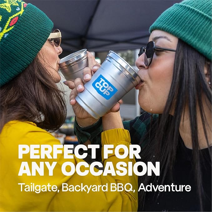 Top Cup – 16 Ounce, 30 Count, Reusable Aluminum Party Cups | Cold-Holding, Recyclable, Made in USA
