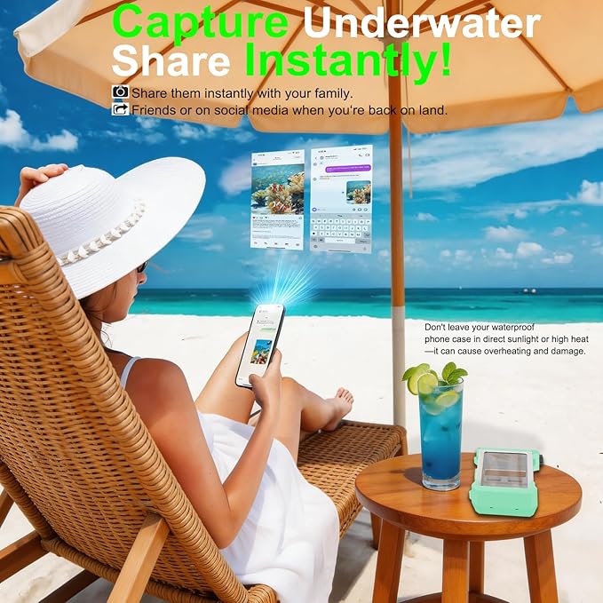 2026 Diving Snorkeling Phone Case for iPhone 17/16/15/14/13/12/11 Pro Max/XS/X Samsung Galaxy S26/S25/S24 Professional Scuba Dive Waterproof Underwater Photo Video Cover (5TH Gen, Teal-)