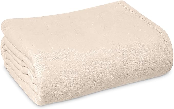 Linteum Textile Cotton Blended Hospital Patient Bath Blanket, Bed Bath Sheet, Twin Blanket Lightweight Sheet Blankets 70x90 in, 1.75 lb. Unbleached