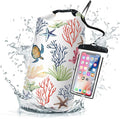 Dry Bag Waterproof for Women Men, 5L Roll Top Lightweight Dry Storage and Lightweight Bag Backpack with Phone Case for Kayaking Paddle Board Camping Travel Swimming Boating Beach Accessories-Coral