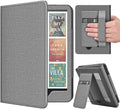 TNP Stand Case with Strap for Kindle Paperwhite 12th Gen 2024 / Kindle Colorsoft Signature Edition - 7" PU Leather Protective Folio Cover with Auto Wake/Sleep & Card Slot, Gray
