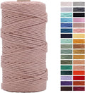 Pinkish Grey Macrame Cord 3mm x 109Yards,Colored Cotton Rope Craft Cord Colorful Cotton Cord Twine for Wall Hanging Plant Hangers Crafts Knitting Decorative Projects