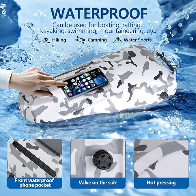 Smasrob 30L Waterproof Dry Bag with 20L Detachable Cooler, Dry Bag Cooler Backpack with Phone Pocket and Bottle Pouch, Suitable for Kayaking, Boating, Camping and Water Activities